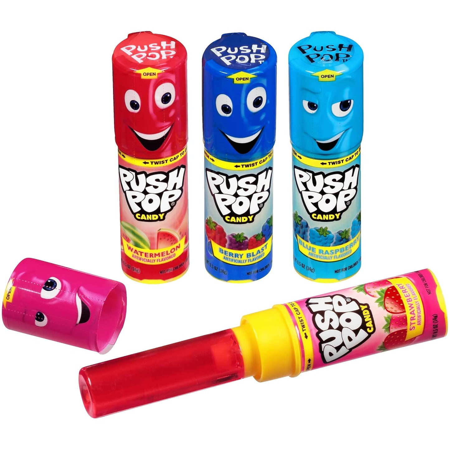 Push Pop Holiday Candy Lollipops - 24 Ct Candy Variety Pack in Assorted Fruity Flavors - Individually Wrapped Hard Candy For Party Favors, Stocking Stuffers, Holiday Gifts for Kids