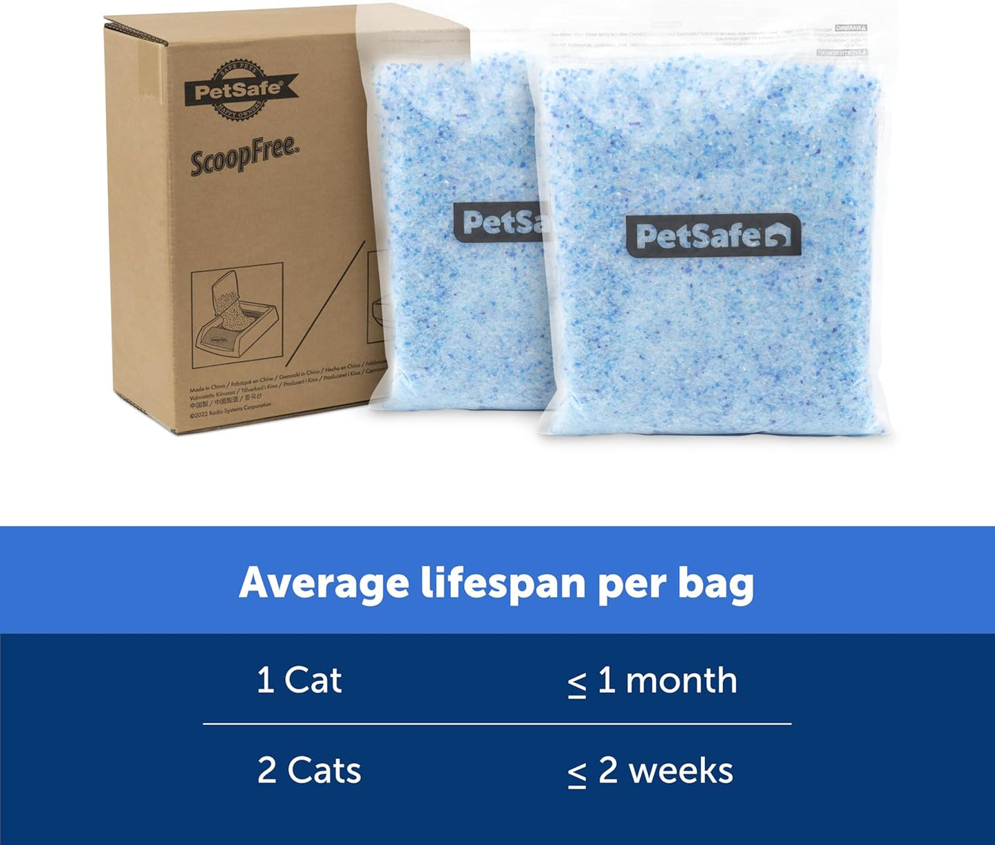 PetSafe ScoopFree Premium Crystal Cat Litter (Two 4.3 Lb Bags of Litter - 8.6 Lb Total) Kitten Litter Quickly Absorbs Urine, Dries Solid Waste, Eliminates Odors 5 Times Faster, Fresh Scent