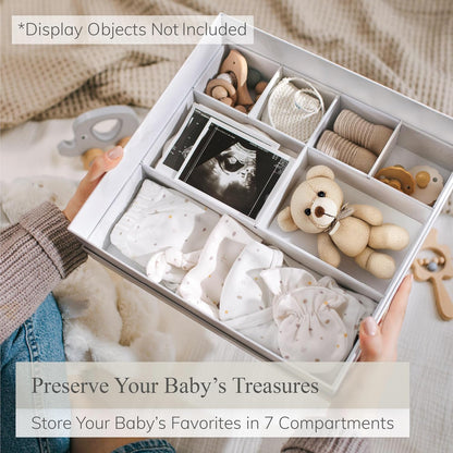 Baby Keepsake Box with Baby Memory Book - Baby Shower Gifts for Mom, Gender Reveal Gift Ideas - Cool Gifts for New Mom - Baby Journal Boy and Girl - Baby Books Keepsake First 5 Years, Scrapbook, Beige