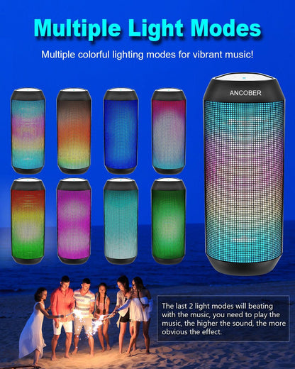 Bluetooth Speaker, Wireless Portable, HD Stereo Sound,with Cool Dynamic LED Lights, IPX4 Waterproof, BT5.3, Dual Surround Pairing, Him Her Man Teens Electronic Gadgets Gifts, for Outdoor Camping Party
