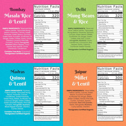 Aahana's Lentil & Rice Protein Bowl (Kitchari) Prepared Meals- Ready to Eat Meals, Vegan, Gluten-Free, Plant-Based Food- High Protein, Just Add Water Meals - Indian Food- 4 Pack
