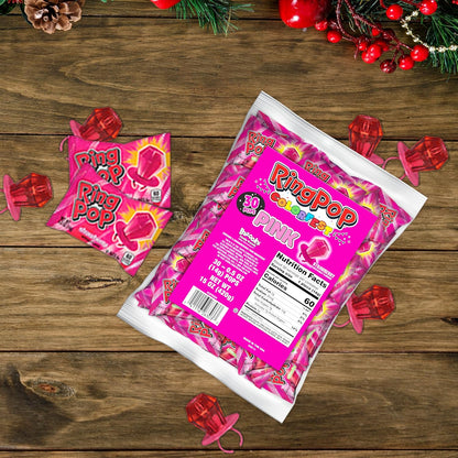 Ring Pop Pink Colorfest Holiday Candy Pink Lollipops - 30 Ct Bulk Candy Individually Wrapped in Pink Strawberry Flavor - Hard Candy Lollipops For Party Favors, Stocking Stuffers, Bachelorette Parties