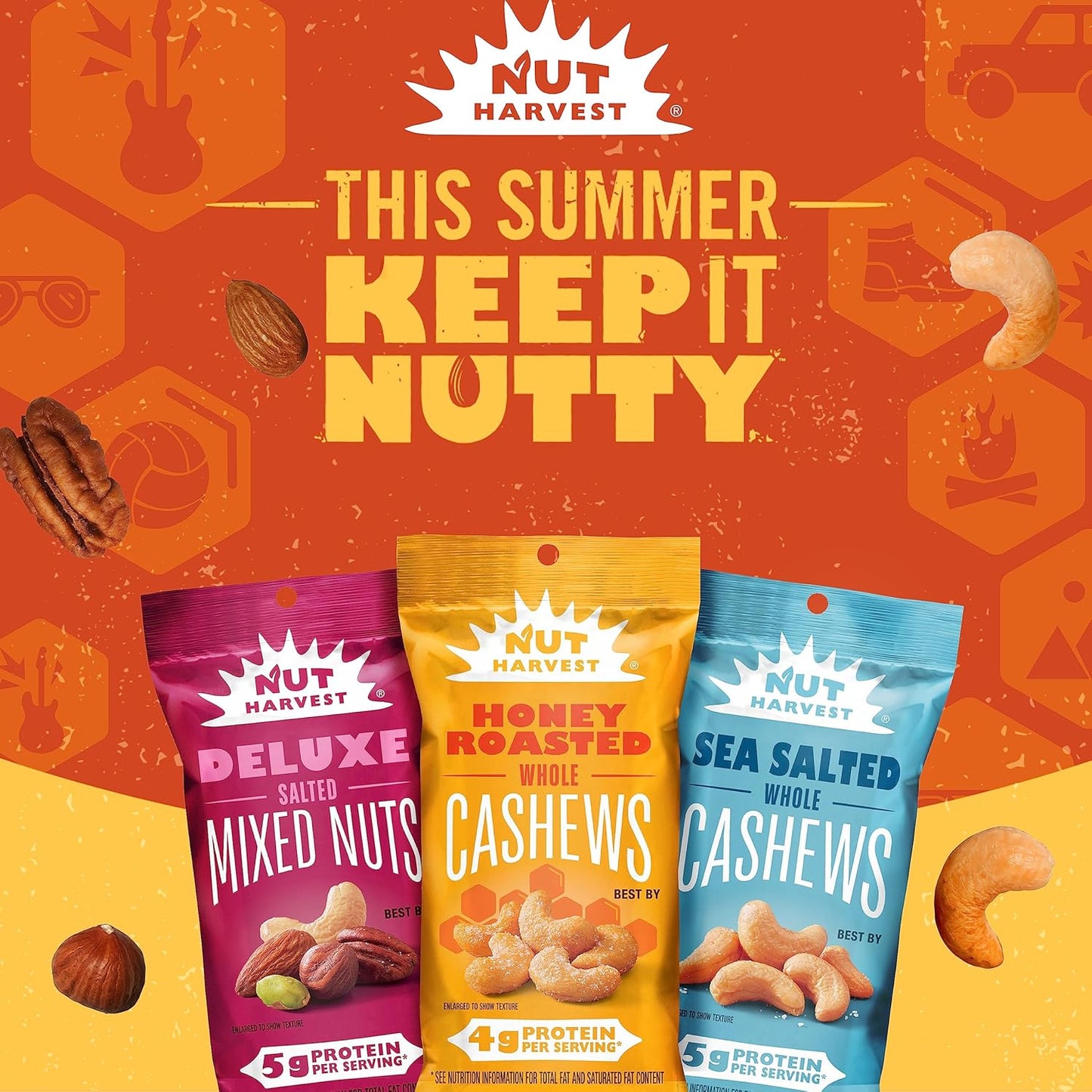 Nut Harvest, Sweet & Salty Cashews Variety Pack, 2.25 Ounce (Pack of 16)
