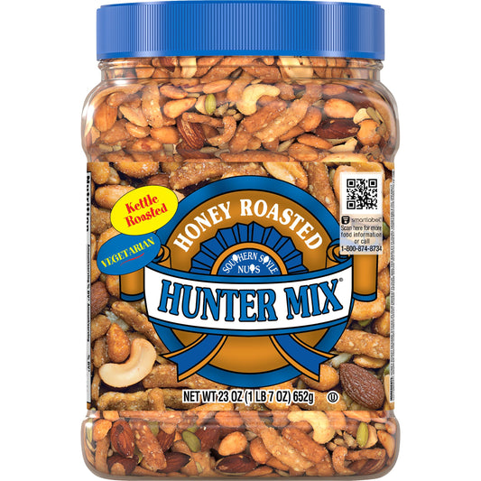 Southern Style Nuts Honey Roasted Hunter Mix, 23 Ounces, Sesame Sticks, Peanuts, Sunflower Kernels, Almonds, Cashews, and Pepitas