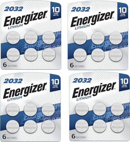 Energizer CR2032 Batteries, 3V Lithium Coin Cell 2032 Watch Battery,White (24 Count)