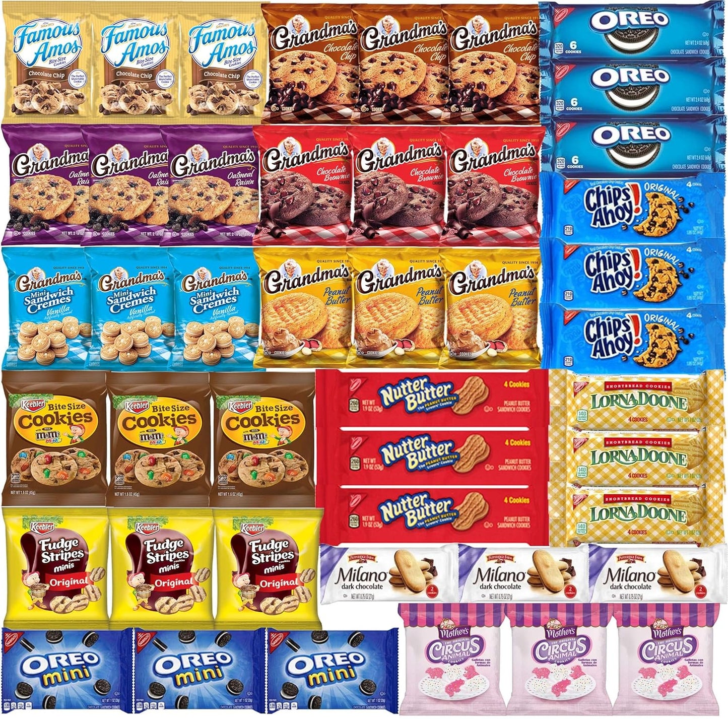 Cookies Individually Wrapped Variety Pack - Cookies Bulk Assortment Care Package Sampler (45 Count)