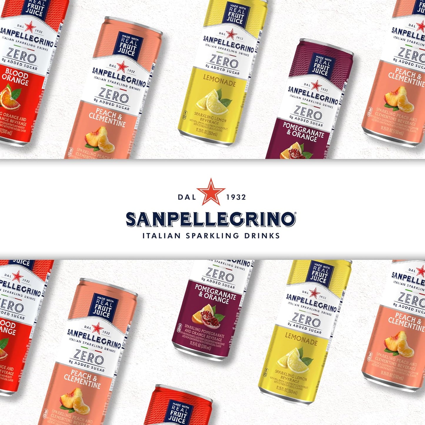Sanpellegrino Zero Grams Added Sugar Italian Sparkling Drinks, Sparkling Peach Clementine Beverage, 11.15 Fl Oz (Pack of 24)