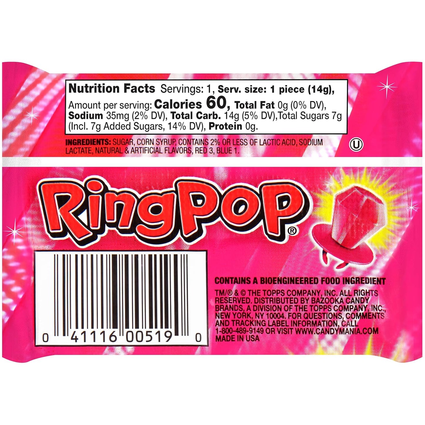 Ring Pop Pink Colorfest Holiday Candy Pink Lollipops - 30 Ct Bulk Candy Individually Wrapped in Pink Strawberry Flavor - Hard Candy Lollipops For Party Favors, Stocking Stuffers, Bachelorette Parties