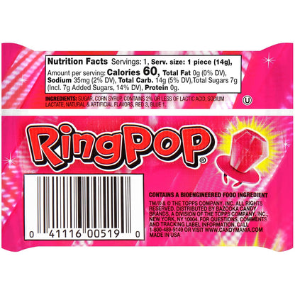 Ring Pop Pink Colorfest Holiday Candy Pink Lollipops - 30 Ct Bulk Candy Individually Wrapped in Pink Strawberry Flavor - Hard Candy Lollipops For Party Favors, Stocking Stuffers, Bachelorette Parties