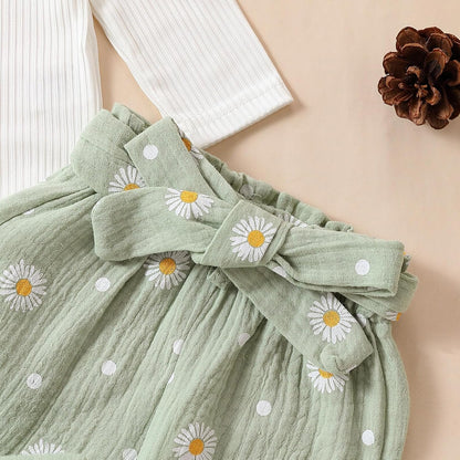 Kaipiclos Newborn Infant Girl Clothes Rib Knit Romper Daisy Print Pants Headband Baby Clothes for Girls 0 3 6 12 18 24 Months