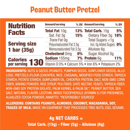 Munk Pack Nut & Seed Bar Pretzel Variety Pack - 1g Sugar, Low Carb & Keto, 6g Protein - Gluten Free, Plant Based, Zero Added Sugar - Sweet & Salty Breakfast & Snack Bars, 2 Flavors | 6 Bars