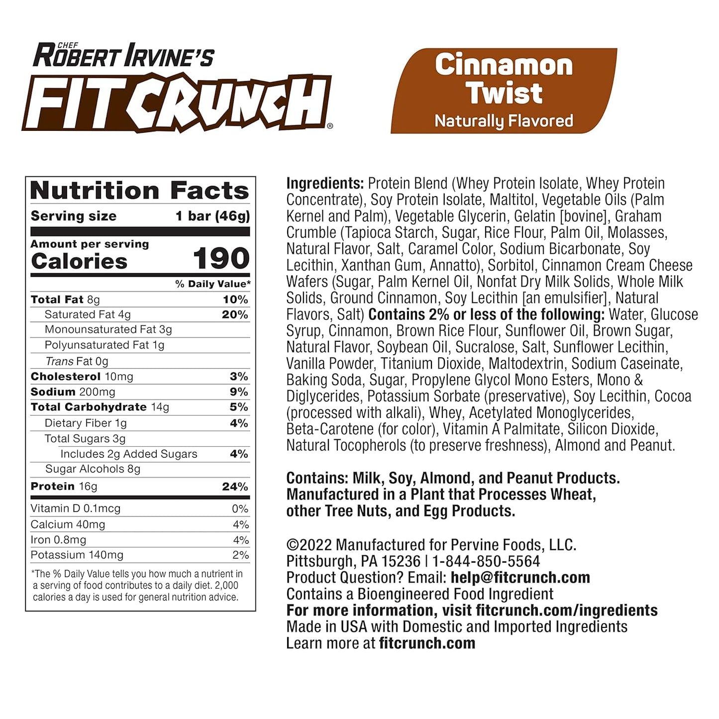 FITCRUNCH Snack Size Protein Bars, Designed by Robert Irvine, 6-Layer Baked Bar, 3g of Sugar & Soft Cake Core (9 Bars, Cinnamon Twist)