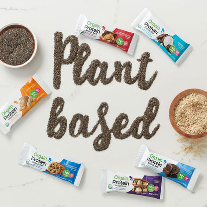 Orgain Organic Vegan Protein Bars, Chocolate Brownie - 10g Plant Based Protein, Low Calorie Healthy Snacks, No Lactose or Soy Ingredients, Gluten Free, Non-GMO - 1.41 Oz (Pack of 12)