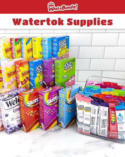 WhataBundle! Water Flavoring Packets - 18 Candy Flavors of Flavored Water Packets - 108 Servings - Sugar Free Drink Mix Packets in a WhataBundle! Box