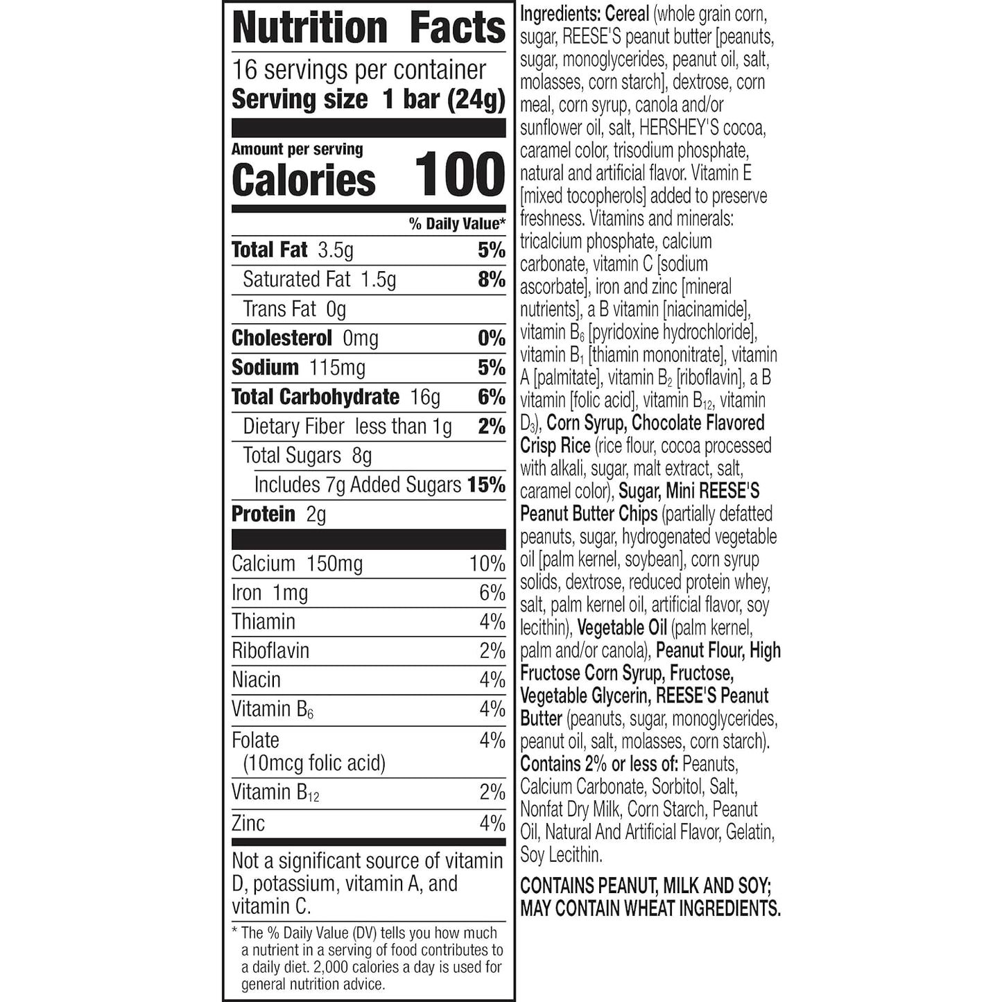 Reese's Puffs Breakfast Cereal Treat Bars, Peanut Butter & Cocoa, 16 ct