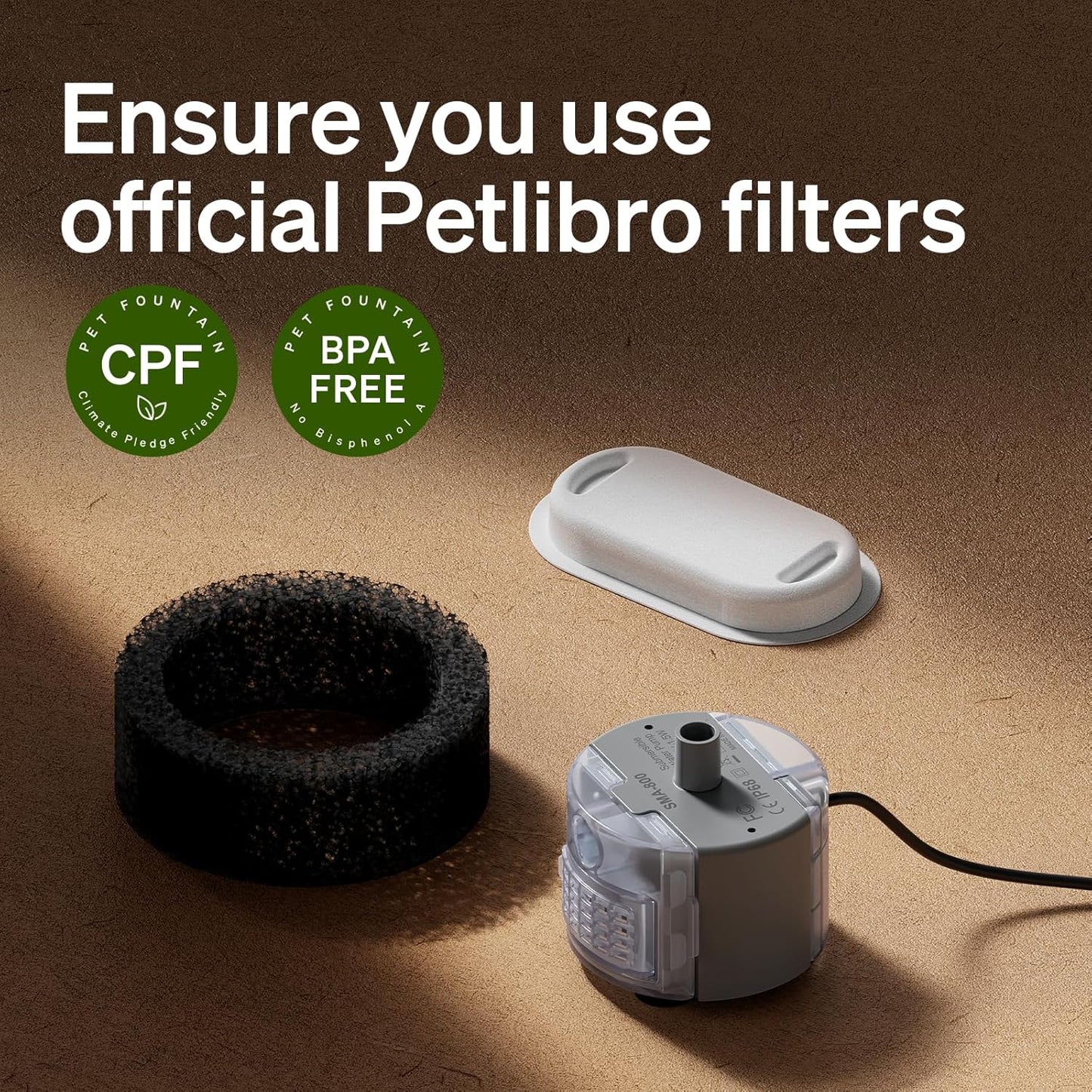 PETLIBRO 4 Pack Replacement Filters for Stainless Steel Cat Water Fountain PLWF003 / PLWF006, Adjustable Water Flow Pet Fountain, Super Quiet Dog Water Dispenser