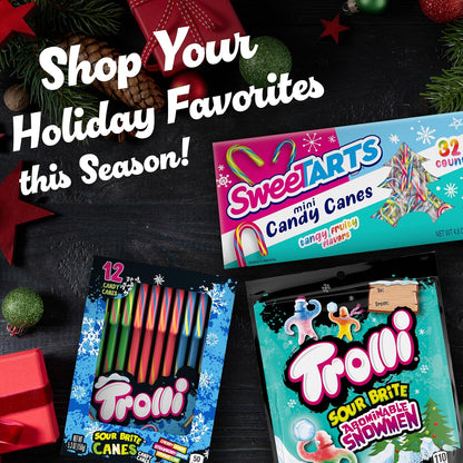 SweeTarts Mini Holiday Candy Canes, Holiday Candy, Christmas Stocking Stuffers for Kids, 4.8 oz Box