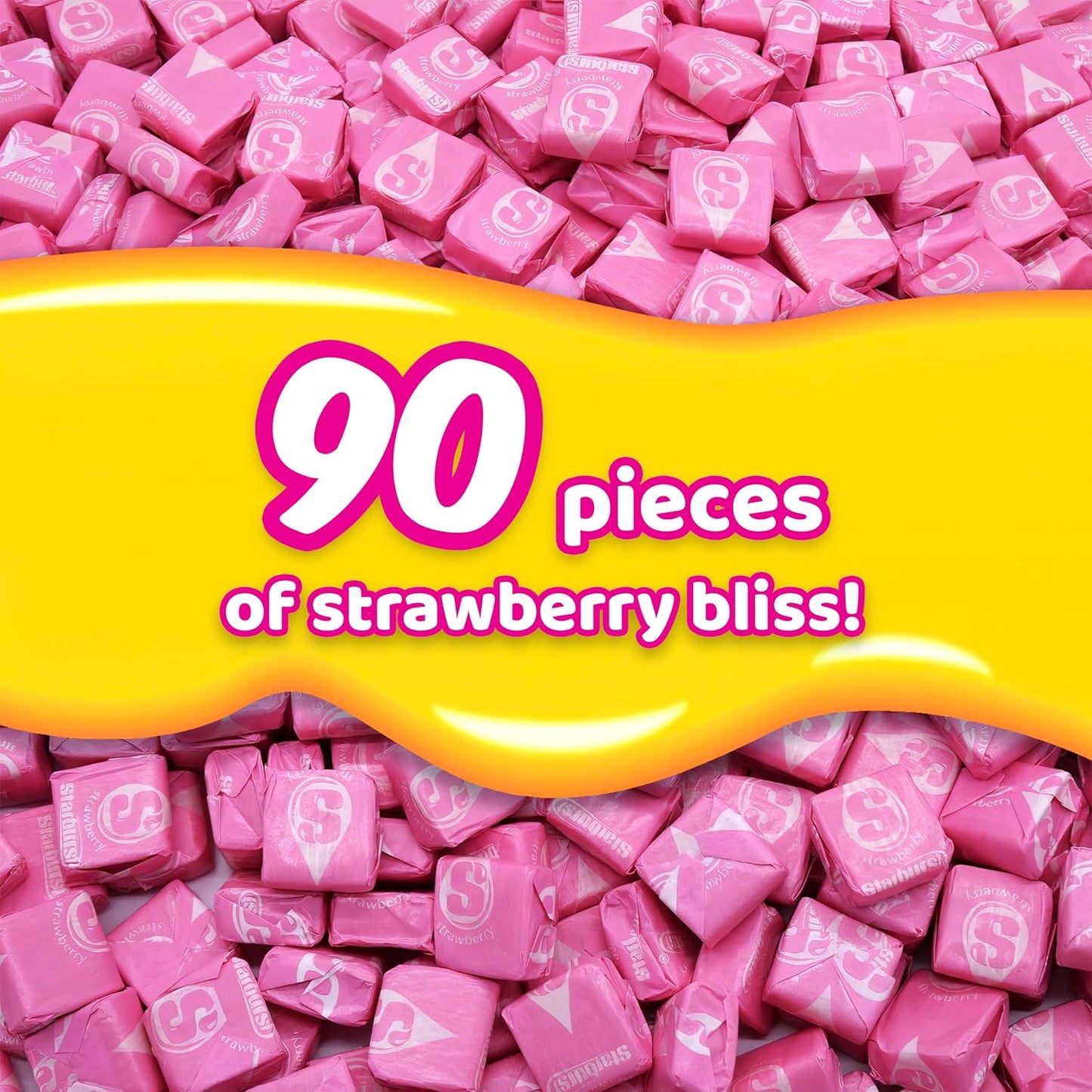 Strburst All Pink Chewy Candy -1 Pound Approx 90 Strawberry Candies - Bulk Candy Individually Wrapped Christmas Candy - Snacks for Kids and Adults - Pink Christmas Candy Bulk for Candy Buffet and Christmas Decoration