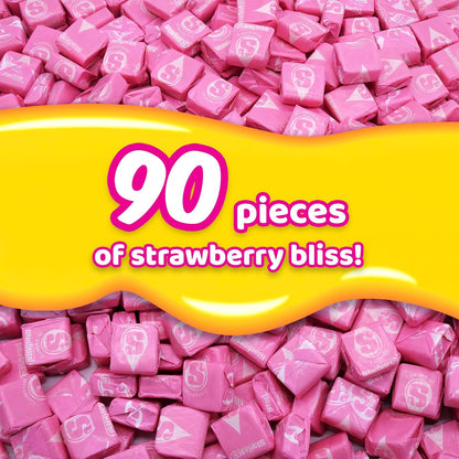 Strburst All Pink Chewy Candy -1 Pound Approx 90 Strawberry Candies - Bulk Candy Individually Wrapped Christmas Candy - Snacks for Kids and Adults - Pink Christmas Candy Bulk for Candy Buffet and Christmas Decoration