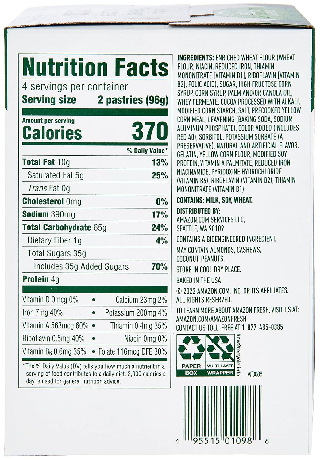 Amazon Fresh, Frosted Fudge Toaster Pastries, 8 Count