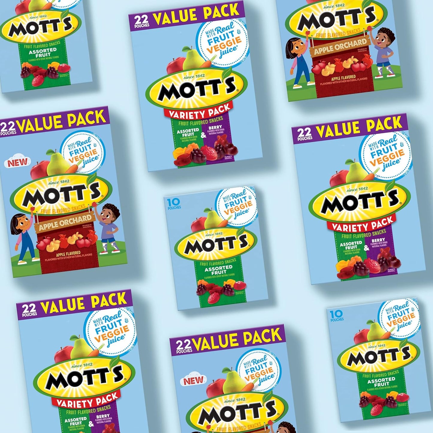 Mott's Fruit Flavored Snacks, Assorted Fruit, Family Pack, Gluten Free, 40 ct