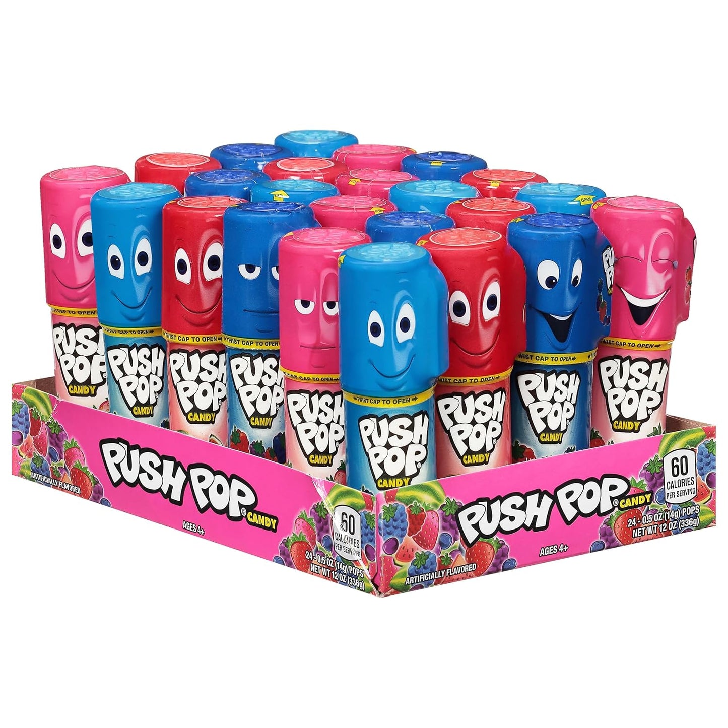 Push Pop Holiday Candy Lollipops - 24 Ct Candy Variety Pack in Assorted Fruity Flavors - Individually Wrapped Hard Candy For Party Favors, Stocking Stuffers, Holiday Gifts for Kids
